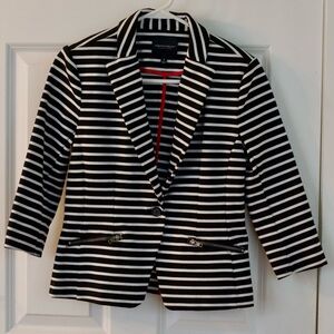 Christian Siriano Women’s Striped Runway Jacket – Black & White, Size Small